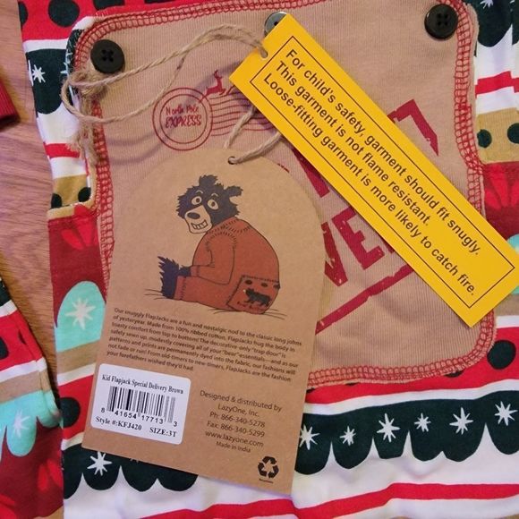 🌲 NEW Christmas Special Delivery One Piece Long Johns Unisex Toddler Pajama - Picture 3 of 8